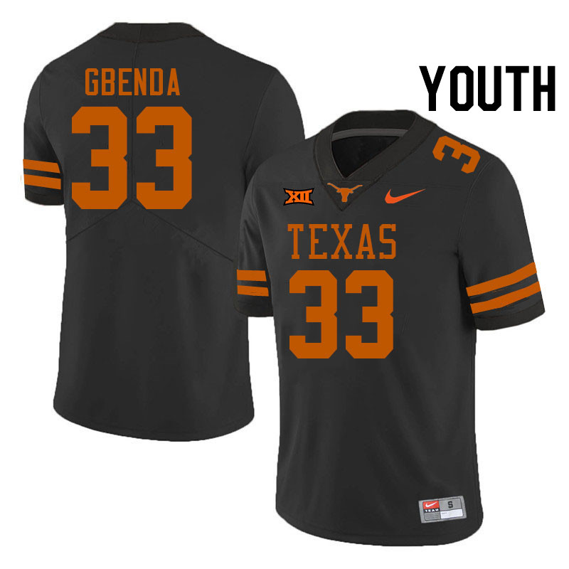 Youth #33 David Gbenda Texas Longhorns College Football Jerseys Stitched-Black